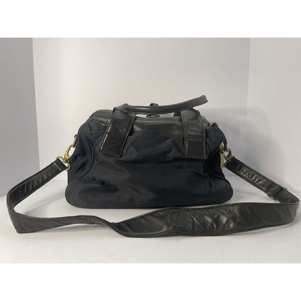 Donna Karan Camera Cosmetic Bag (Black FibreNyte / Black Leather) Shoulder $895
